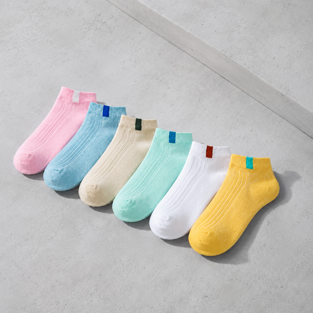 Kevorix pastel ribbed ankle socks pack of 6