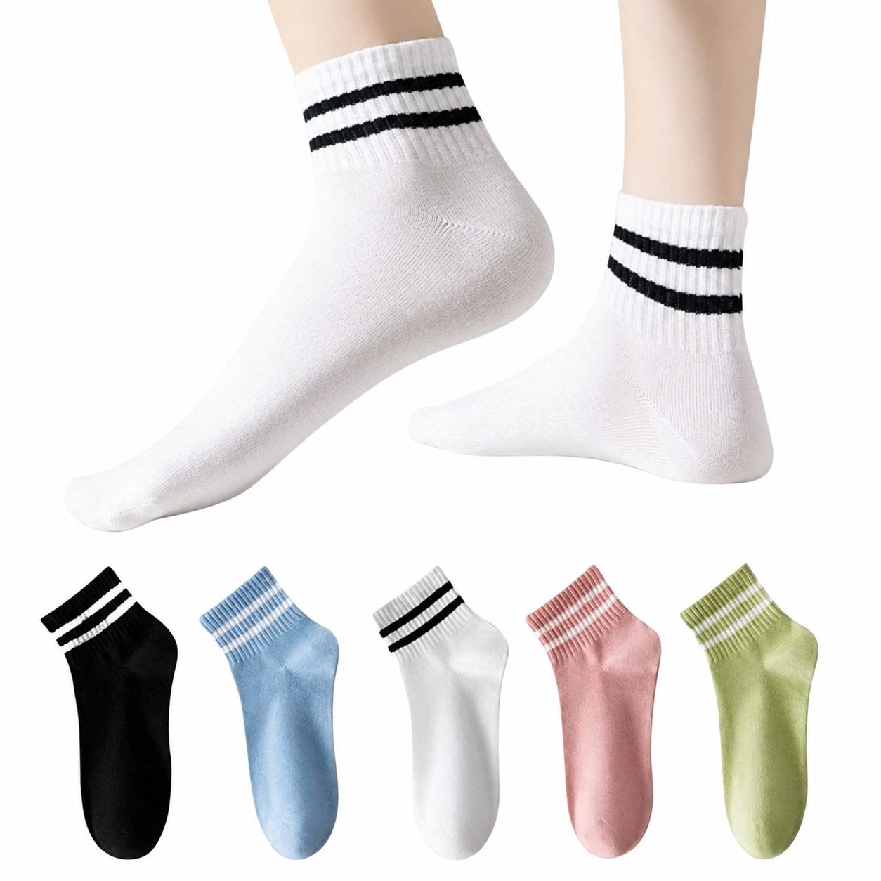 Kevorix striped cuff ankle socks pack of 5