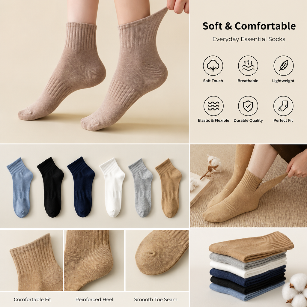 Kevorix everyday essential crew socks pack of 6