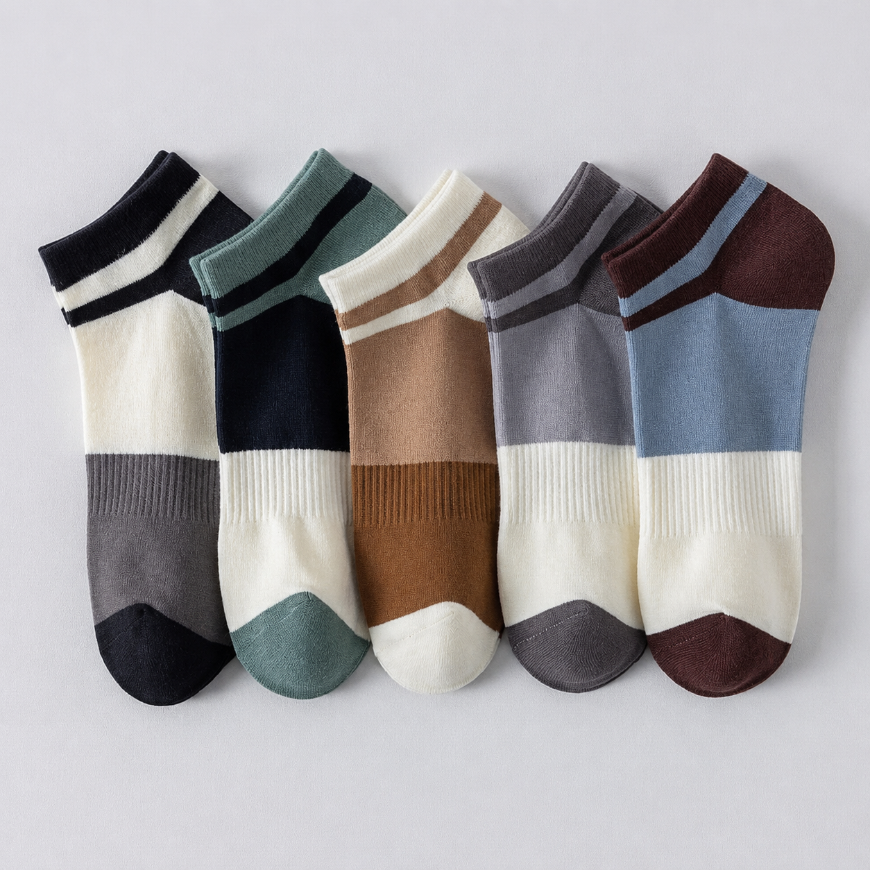 Kevorix colorblock ankle socks pack of 5
