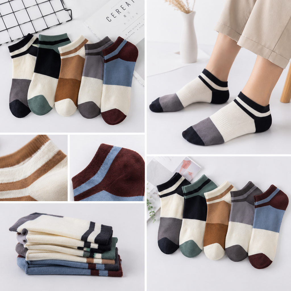 Kevorix colorblock ankle socks pack of 5 close up