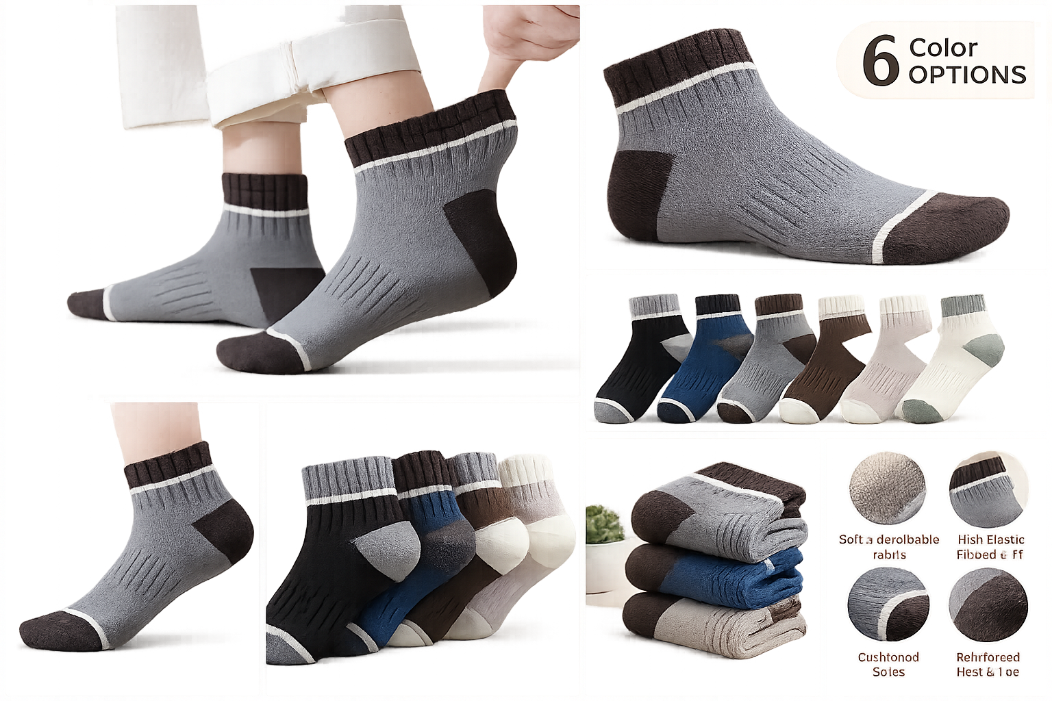 Kevorix breathable ankle socks pack of 6