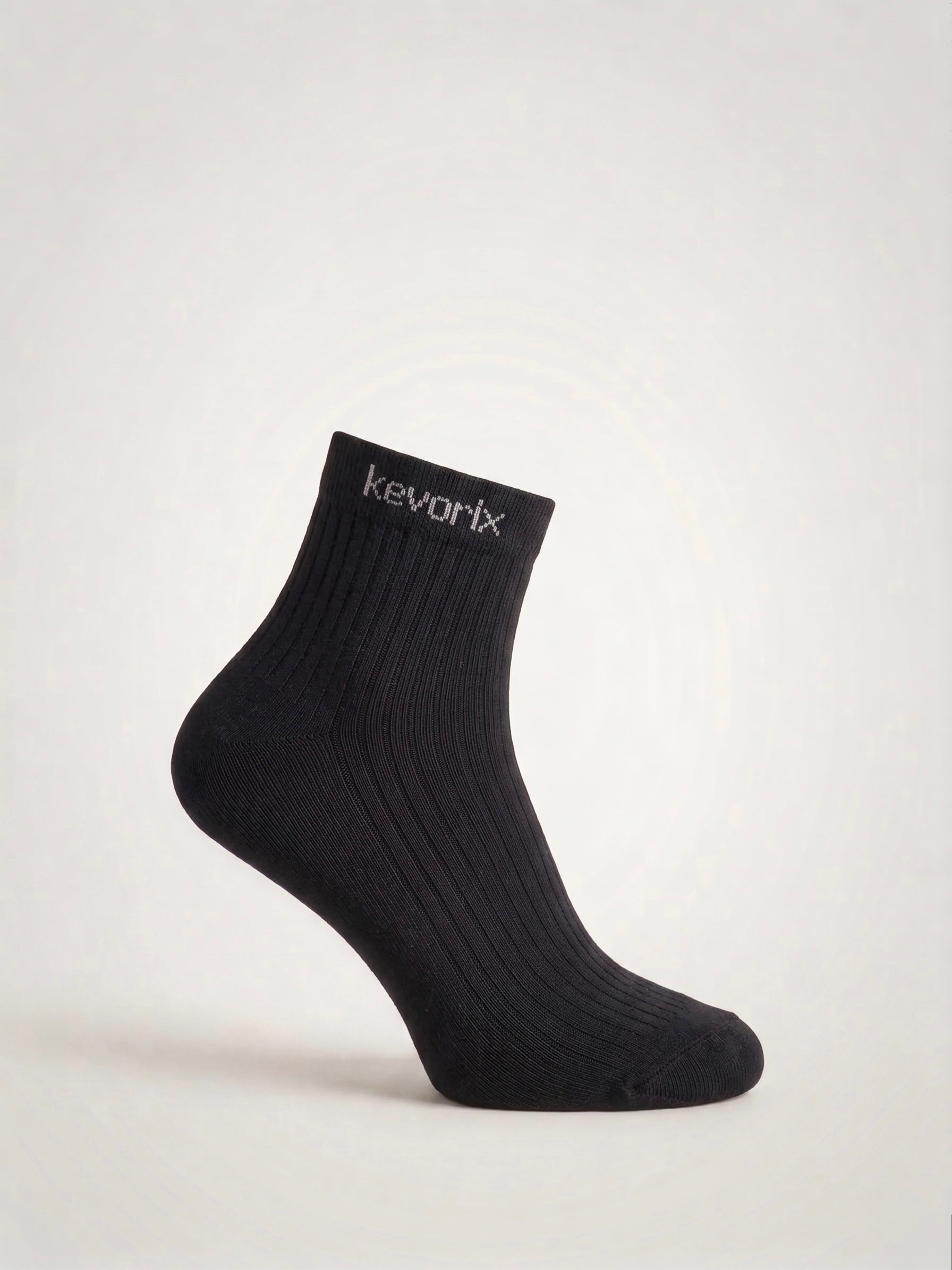 Black Ribbed Crew Socks (Pack of 4)
