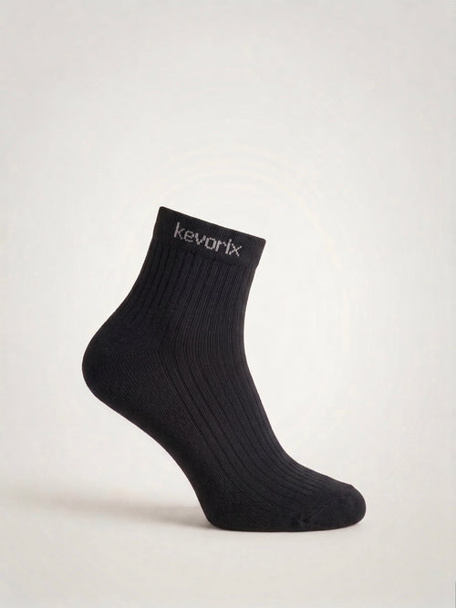 Black Ribbed Crew Socks (Pack of 4)