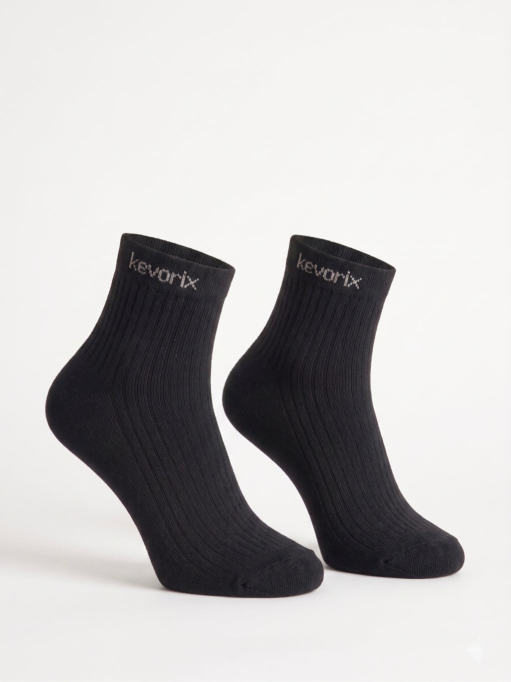 Black Ribbed Crew Socks (Pack of 4)