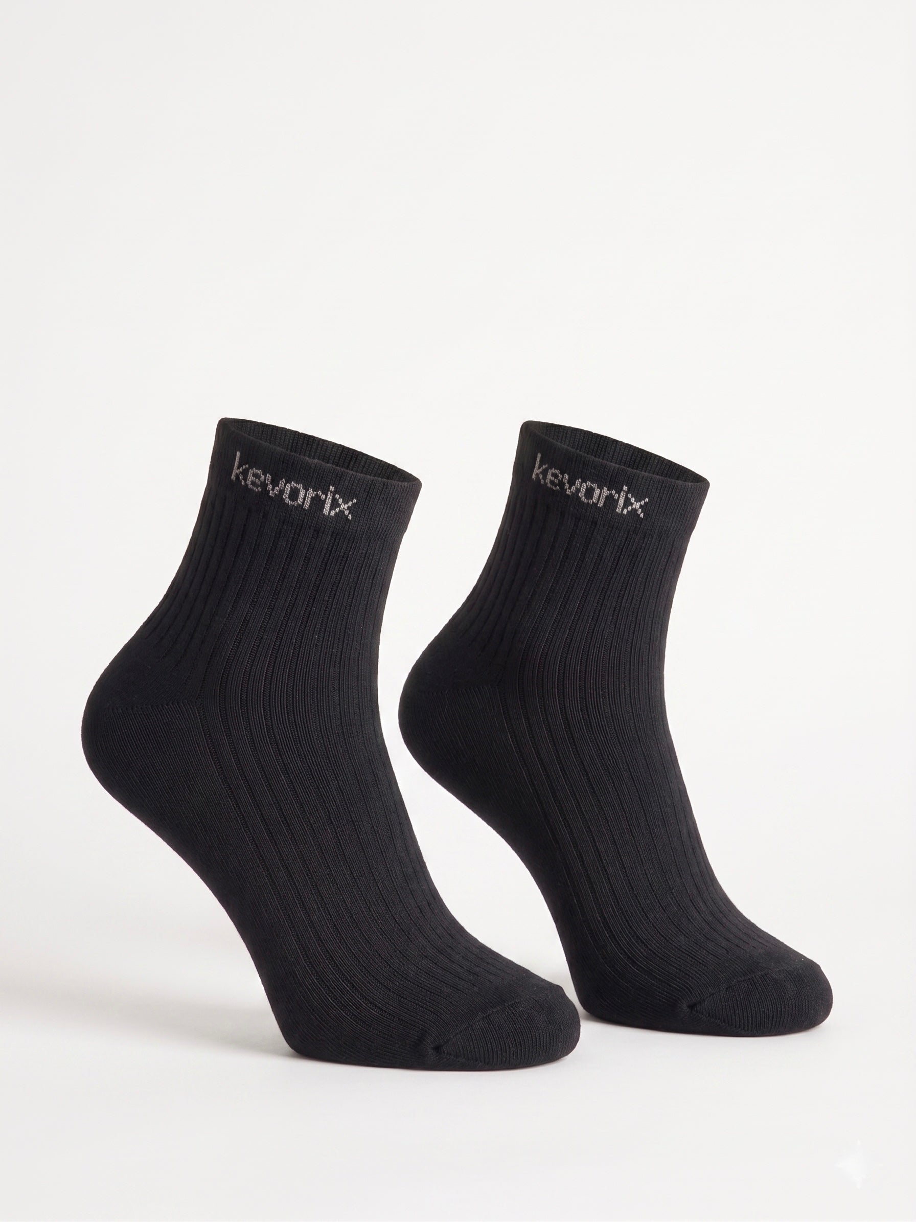 Black Ribbed Crew Socks (Pack of 4)